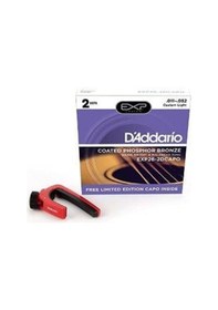 Resim D'addario Exp26-2dcapo Exp Serisi Akustik Gitar Tel Seti 11-52 - Coated Phosphor Bronze - 2 Set + Capo 