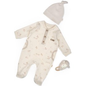 Resim Babycosy Organic Wear Bebek Tulum Şapka %100 Organik Pamuk , Bebek - Yenidoğan- Csy8182 Ekru 