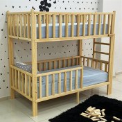 Resim MiniWood Montessori Yatak Doğal Çam Karyola Merdivenli Ranza 