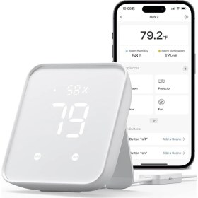 Resim Hub2.0, Wifi Termometre Higrometre Olarak Çalışır, Ir Uzaktan Kumanda, Akıllı Uzaktan Kumanda ve Işık Sensörü, Switchbot Wi-Fi Bağlantısı (Destek 2.4ghz), Alexa ve Google Asistan ile Uyumlu 