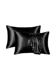 Resim Antibakteriyel Terletmeyen İpek Saten Yastık Kılıfı 2'li 50x70 Siyah Siyah 