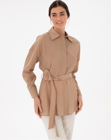 Resim Pierre Cardin Kadın Bej Gömlek Desenli 50306501-vr011 Bej 