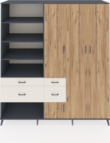 Resim Kronos Dolap 14 Raflı 4 Çekmeceli 4 Kapaklı 220x59x243 Antrasit-çam/aytaşı Atlas Çam/aytası 