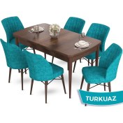 Resim Canisa Concept Aya Serisi 80 x 132 cm Açılabilir Barok Ahşap Desen Mutfak Masa Takımı 6 Sandalye 