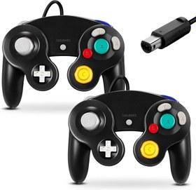 Resim Gamecube denetleyicisi, Nintendo için Wii Gamecube klasik telli denetleyici için uygundur. 2 parça siyah 