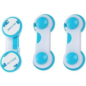 Resim Bebek Çocuk Güvenlik Dolap Çekmece Kilidi Güvenlik Seti-(Kapak Kilidi Mavi-Beyaz 3 Adet) Çok Renkli 