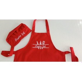 Resim Moms And Babies Mutfak Temalı Çocuk Mutfak Ve Etkinlik Ana Okulu Önlüğü İsme Özel Nakış Desenli 0- 14 Yaş Kırmızı 