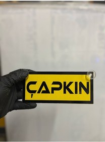 Resim Sarı Renk Üzeri Siyah Renk Çapkın Yazılı Vantuzlu Cam Süsü 