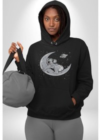 Resim Kuala Sancar Uyuyor Ay Mars Kadın Erkek Siyah Kapüşonlu Sweatshirt Hoodie Siyah 