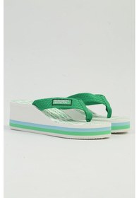 Resim United Colors Of Benetton Benetton İthal Kadın Yesil Beyaz Terlik Bnı-10217 Beyaz 