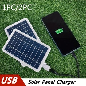 Resim 1 adet/2 adet Taşınabilir Güneş Panelli Şarj Cihazı, Dış Mekan Seyahat ve Kamp için Güneş Enerjili USB Şarj Cihazı, Power Bank, El Feneri, Fan 