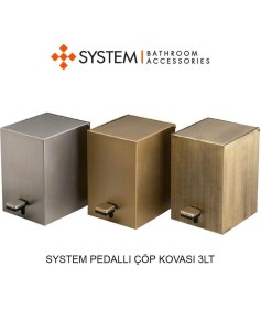 Resim System Banyo Aksesuarları Pedallı Kare Çöp Kovası 3 Lt Altın Saten 262x245x180 mm 