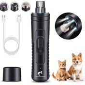 Resim 3 LED Işıklı Profesyonel Elektrikli Köpek Tırnak Taşlama Makinesi - Tüm Boyutlardaki Köpekler İçin 2 Hızlı Ağrısız Nazik Tırnak Kesici, USB Şarj Edilebilir Ergonomik Evcil Hayvan Bakım Aracı Lityum Bataryalı (Siyah), Köpekler için Modern Tasarımlı Tırnak Taşlama Aleti 