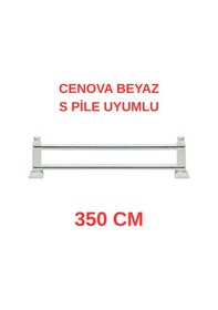 Resim Cenova S Pile Ve Perde Düğmesi Uyumlu Çetray Çift Raylı Modern Ahşap Rustik Beyaz 350 Cm Beyaz 