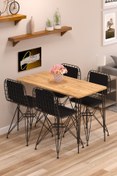 Resim Cosargroup Yemek Masa Takımı Mutfak Masası Sırt Minderli 4 Adet Tel Sandalye 1 Adet Masa 60x120 Çam 