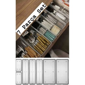 Resim Turuncu 7 Parça Çekmece Içi Kaşıklık Mutfak Organizer Seti 
