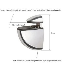 Resim Eym 20 Adet Pelikan Cam Raf Tutucu Etejer Parlak Krom Metal Kırılmaz 