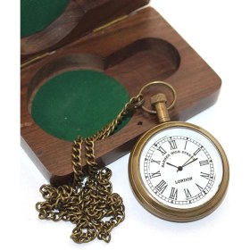 Resim Ahşap Kutulu Pirinç Köstekli Saat KSK2055 (NARUE-35764) 