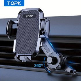 Resim TOPK D36T 3 Noktalı Araba Telefon Tutucu - 360° Döndürme - Metal saç tokası, ABS Malzeme, Hava Kondisyoner Çıkışı Montajı, Arabalarda Kararlı Telefon Tutucu, Otomatik Aksesuarlar | Modern Araba Tutucu | Dayanıklı ABS Montaj 