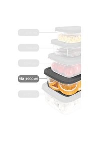 Resim Meleni Home 6 Adet Dikdörtgen Erzak Saklama Kabı - Mikrodalgaya Uygun Düzenleyici Organizer 1900 ML Gri 