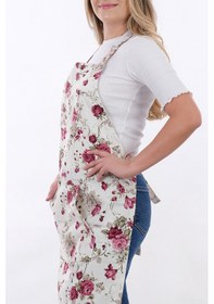 Resim Motif Ayarlanabilir Askılı Şef Önlüğü Chef Mutfak Önlüğü Kırmızı Gül 