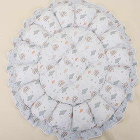 Resim Yuvarlak Babynest - Çift Taraflı - Yeşil Petek - Yeşil Gökkuşağı 