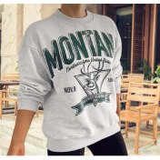 Resim Amor Woman Montana Dijital Baskılı Yuvarlak Yaka Yei Trend Kadın Pamuk Dokuma Spor Sweatshirt 