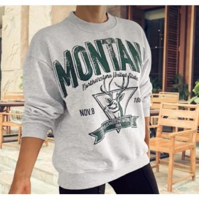 Resim Amor Woman Montana Dijital Baskılı Yuvarlak Yaka Yei Trend Kadın Pamuk Dokuma Spor Sweatshirt 