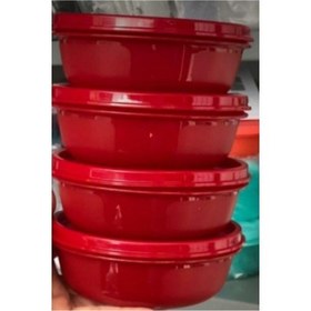 Resim Tupperware Bordo Şeker Kap 300 ml Saklama ve Buzdolabı Kabı 4 Lü 