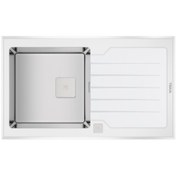 Resim Teka - Dıamond Rs15 1b 1d 86 - Ankastre Kumanda Sifonlu Cam Eviye - Beyaz/çelik - 86 Cm - 115100012 