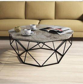 Resim Variant Diamond Metal Orta Sehpa - Beyaz Mermer 