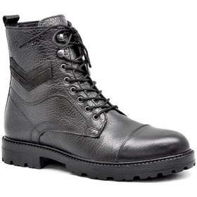 Resim Pepita 4307 Bağcık Ve Fermuarlı Deri Erkek Postal Bot Siyah 