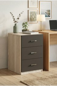 Resim Robin Home Verona C Ofis 3' lü Keson Meşe - Siyah 