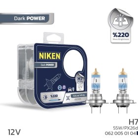 Resim Niken 12V H7 %220 Dark Power 4500K 55WATT Halojen Ampül 