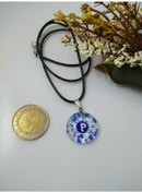 Resim Cam Harf Kolye – Handmade El Yapimi Murano– (P) Harfi Modeli Çok Renkli 