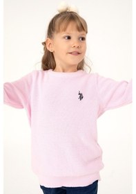 Resim U.S. Polo Assn. Kız Çocuk Pembe Bisiklet Yaka Basic Kazak 50293601-VR041 