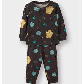 Resim Defacto Erkek Bebek Pijama Takımı Uzay Baskılı Uzun Kollu Üst Uzun Alt F0549a525augr164 Gri-gr164 