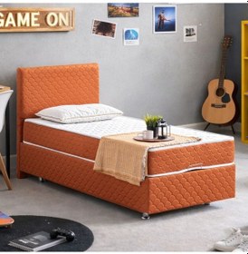 Resim Luka Tek Kişilik Baza Başlık Orthosoft Yatak Seti - Turuncu 90 x 190 CM 