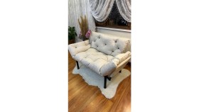 Resim Modern Style Home Modern Ikili Yataklı Kanepe Tekli 2'li Çift Kişilik Koltuk Ev Ofis Balkon Teras Kanepesi - (Krem) 