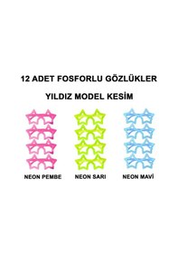 Resim Fosforlu Yıldız Model Glow Parti Gözlüğü Karanlıkta Yanan Gözlükl 