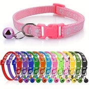 Resim 40 Adet Ayarlanabilir Yavru Köpek Kimlik Tasması Zillerle - Sevimli Karikatür Ayak İzi Tasarımı, Güvenlik & Konfor için Hızlı Çıkış Tokası - Köpekler, Kediler & Küçük Evcil Hayvanlar için Mükemmel 