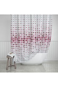 Resim Zethome Pembe Puantiyeli Banyo Perdesi Tek Kanat 1x180x200 Duş Perdesi 