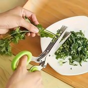 Resim 5 Katmanlı Paslanmaz Çelik Mutfak Makası - Koruyucu Kapak ve Dahili Temizleyici ile Çok Yönlü Soğan ve Otlar Rendesi, BBQ, İç Mekan Pişirme, Izgara ve Açık Hava Kullanımı için Dayanıklı Gıda Güvenliği Tasarımı, Izgara Aksesuarları, Ergonomik Kolu, Keskin Bıçaklar 