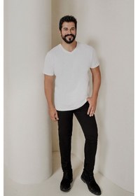 Resim AC&Co / Altınyıldız Classics Ekstra Slim Fit Riss Pamuklu Esnek Erkek Kot Pantolon Siyah 