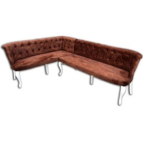 Resim Köşe Takımı Chester Model Ahşap Kayın Torna Ayak Lükens Aslan Kiremit Renk El Yapım 