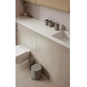 Resim Time Banyo Için Çöp Kutusu, Küçük Kozmetik Kovası, Kapaklı Çöp Kutusu, Çap 20,8 Cm, Yükseklik 27,5 Cm, Kapasite 3 Litre, Beton 