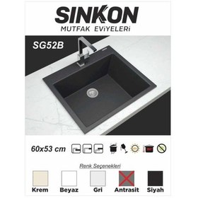 Resim Sinkon Antrasit Granit Eviye 60 x 53 - Sg52B - Sinkon 