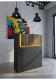 Resim Resital Ledli Karşılama Bankosu G-90 Cm Ofis Kasa Resepsiyon Masası Banko-003-4-2 