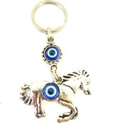 Resim cuaderno Nazar Boncuklu Metal At Anahtarlık/Araba Dikiz Ayna Süsü Hediyelik Aksesuar 