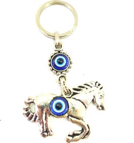 Resim cuaderno Nazar Boncuklu Metal At Anahtarlık/Araba Dikiz Ayna Süsü Hediyelik Aksesuar 
